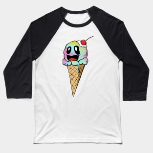 Ice Cream Kaiju (Cone, Rainbow) Baseball T-Shirt